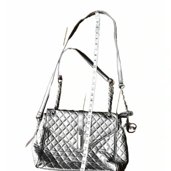 Marc New York Silver Quilted Mid Size Flap Shoulder Bag - Picture 6 of 8